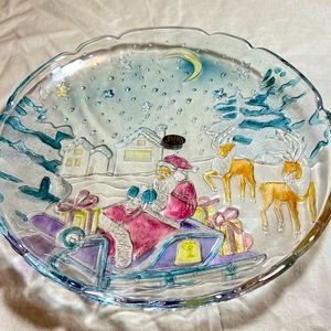 Vintage 1991 Crystal Clear Studios Japan Sleigh Bells Christmas Plate 14”